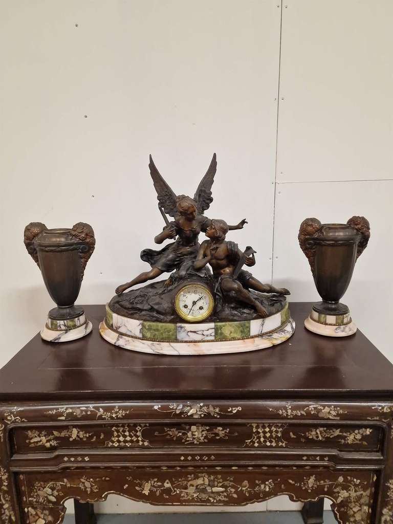 Fireplace clock and candlesticks 2 pcs