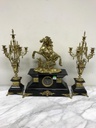 Fireplace clock and candlesticks 2 pcs